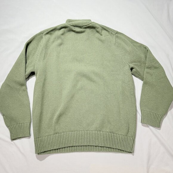 LL Bean Men's 1/4 Zip Sweater XL Green 100% Cotton - Picture 3 of 7